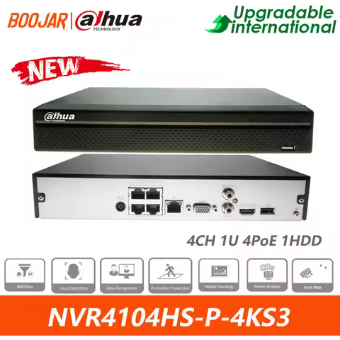 Dahua Original NVR4104HS-P-4KS3 4CH Compact 1U 4PoE 1HDD Lite Network Video Recorder Supports EPTZ A