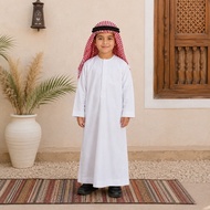 Kids Costume Thobe and Ghutra Set White Middle Eastern Boys Outfit R3