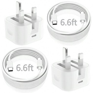 20W Fast Charging Kit: USB C Wall Charger + 6.6ft/200cm USB C To Type C Cable, Compatible With IPhon