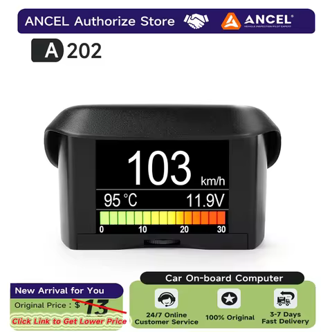 ANCEL A202 Car On-board Computer Vehicle OBD2 Digital Smart HUD Display Speed Fuel Consumption Tempe