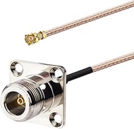 Superbat U.FL IPX to N Type Female 4 Hole Flange Panel Pigtail Cable 6inch Low Loss RG178 Coaxial Ju