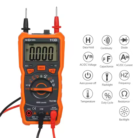 RICHMETERS Multimeter RM113D Multimetro Tester Digital Multimeter 6000 Counts Auto Ranging AC/DC Vol