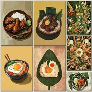 Classic He Philippines Street Food Fried Spring Roll Chicken Drumstick Rice  Art Poster Canvas Paint