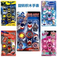 Children Electronic Watch Toys Building Block Watch Cartoon Rotating Building Block Electronic Watch