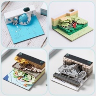 3D three-dimensional note paper, Earth calendar model, hand torn Qingshui Temple pape3d立体便签纸本地球日历模型手