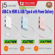 J5CREATE USB-C to HDMI & USB Type-A with Power Delivery(JCA379EW/JCA379ER/JCA379EC)