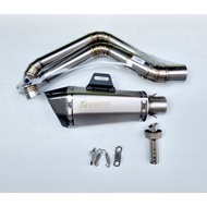 Sale คอท่อ งานแสตนเลส สำหรับ GSX 150 พร้อมปลายท่อ Akapovic Shorty มีหู งานดีมาก
