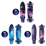 Teens for Cruiser Longboard Wheels Complete 【hot】22inch Board Flashing Adults Fish Skate Kids Mini Skateboard