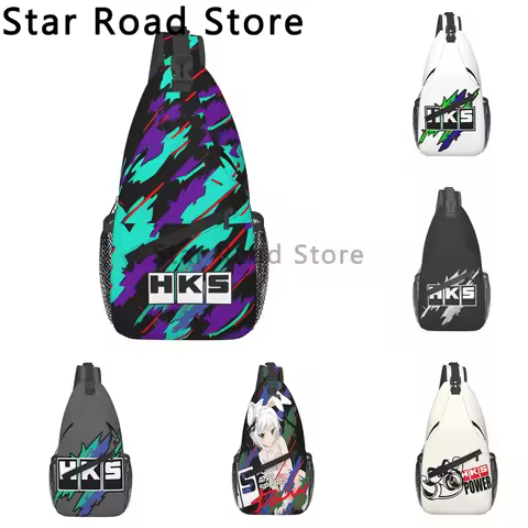 HKS Advan JDM Logo Bag Crossbody Shoulder Backpack Adjustable Lightweight Travel Hiking Casual Daypa
