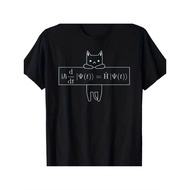 Mens Schrodinger Equation & Cartoon Cat Science Humor T-Shirt - Quantum Mechanics Graphic Tee, Regul