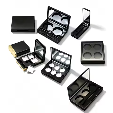Batch Sale Price For Square 2/3/4/5/6/9/12 Colors Black Plastic Empty Eye Shadow Palette Blusher Pow