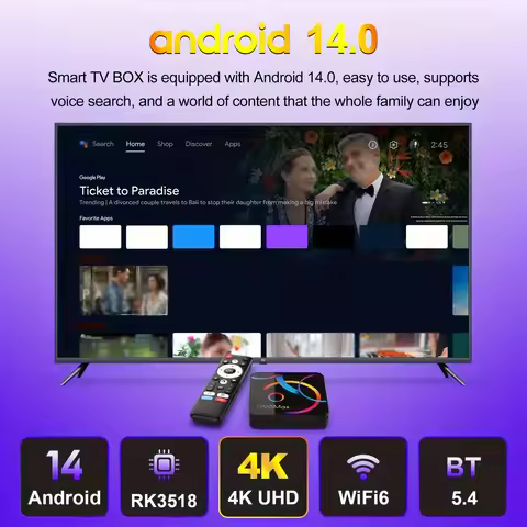 2026 Android TV Box H96Max RK3518 Android 14 4K Quad Core WiFi6 BT5.4 Google Voice with New Geometri