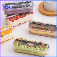50Pcs Clear Rectangle Dessert Container 280ml Rectangle Cake Container Loaf Deli Container Fruit