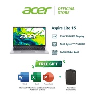 Aspire Lite 15 AL15-41P-R4DZ Laptop (Ryzen 7-5700u/ 16 GB DDR4/512 GB SSD/ OPI/ Pure Silver/ 15.6" I