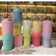 Macaroon Tumbler Gradient Tumbler With Handle 890ml Aesthetic Tumbler Viral Tumbler Stainless Steel 