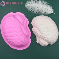 MXMUSTY Brain Silicone Mold, Human Brain Shape Body Parts Human Brain Cake Mould, DIY Scary 3D Pink 