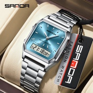 SANDA 747 Luxury Fashion Men's Sports Watch Dual Display Clock Multi functional Waterproof Quartz Wa