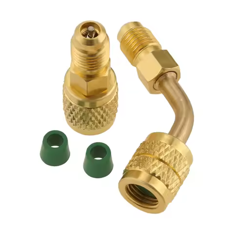 2Pcs Refrigerant Brass Adapter 1/4" SAE Left Female to Right Hand Male Fitting For R32 R454B A2L LH 