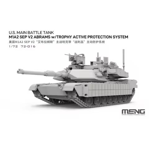 MENG 72-016 1/72 Scale U.S. MBT M1A2 SEP V2 Abrams w/Trophy Active Protection System Model Kit