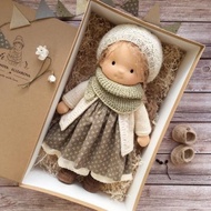new Cute Cotton Doll Bodied Waldorf Doll Artist Handmade Mini Dress Up Doll Diy Gift Box Packaging F