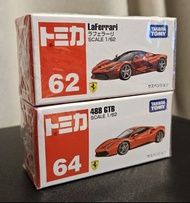 Tomica車仔No.62 La Ferrari, No.64 Ferrari 488 GTB 日版 兩件Set裝