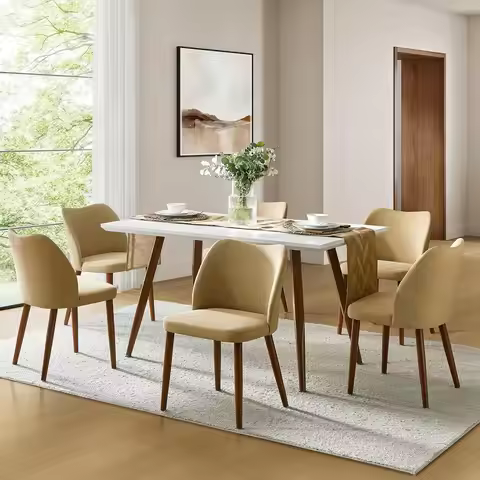Dining Chairs Set of 6, Upholstered Kitchen Dining Room Chair Set Morden Accent Side Dinner Chair wi