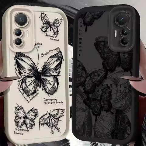 INS Retro Butterfly Case for Xiaomi 14T 13T 12T 11T 13 12 11 Lite 5G NE POCO X6 X5 F6 F5 F3 X4 GT X3