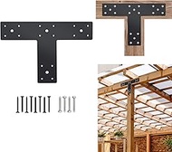 VoTwoofv Pergola Flat Brackets 10" x 3",T-Shape Straight Joining Brackets for 4 x 4 or 6 x 6 Lumber,