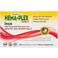 NaturesPlus Hema-Plex Iron - 30 Slow-Release Tablets - 85 mg Chelated Iron - Healthy Red Blood Cells