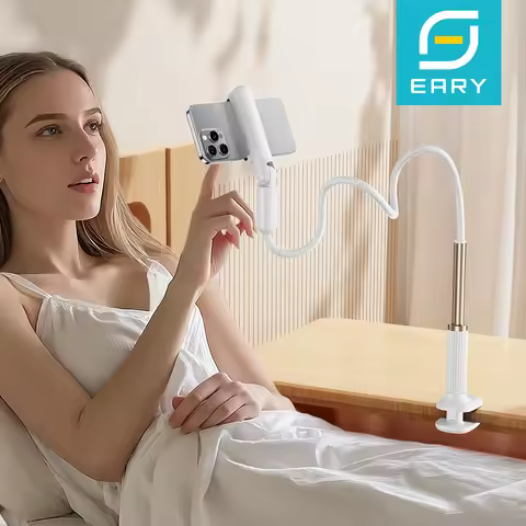 Eary Gooseneck Bed Phone Holder Tablet Stand Flexible Long Arm Mount for Desk Clip Lazy Bracket Fit 