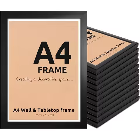 Black A4 Picture Frame - 21x29.7cm Frame for Photos, Certificates, Art Prints & Posters, Wall or Tab