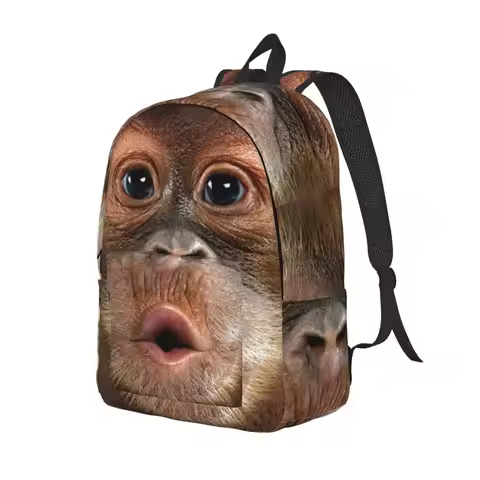 Big Face Baby Orangutan Monkey Backpack Daypack Large Capacity Kids BookBag School Bag Shoulder Bags