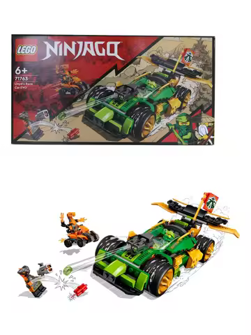 LEGO 71763 NINJAGO Lloyd’s Race Car EVO,Cobra Python Snake Figures, Collectible Mission Banner Set