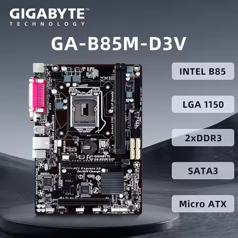 LGA1150 Slot Motherboard GIGABYTE GA-B85M-D3V Supports Core i7/ i5/i3/Pentium/Celeron 2×DDR3 16G PCI