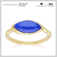 Gemondo แหวนเงิน 925 Sterling Silver ประดับลาพิส ลาซูลี (Lapis Lazuli) ทรงมาร์คีส์ และโทแพซ (Topaz)