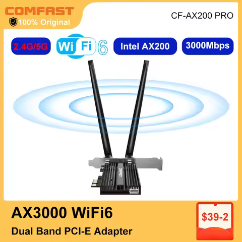 comfast WiFi 6 Adapter 3000Mbps BT5.2 Intel AX200 PCI-E Wireless Network Card AX5400 Wifi 6E USB 3.0