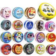 Spot It Game Dobble Iron Box Card Game Toy Fun Family Animals Jr Hip Kids Board Game Holidays Campin
