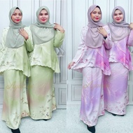 Printed Baju Kurung Modern / Zahira Printed Kurung / Sage Green, Lilac
