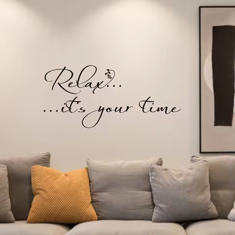Large Relax It's Your Time Flower Wall Sticker Bathroom Coffee Beauty Salon Spa Wall Decal Bath Offi