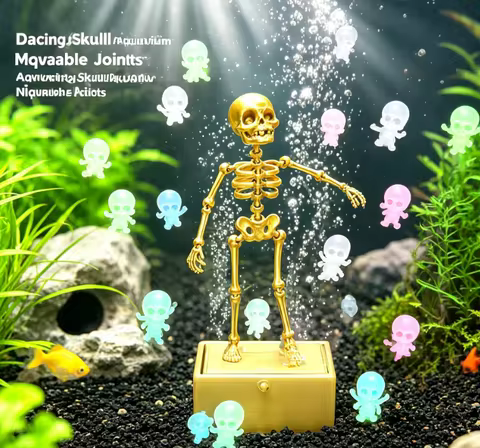 Underwater Landscape Fish Tank Decor, 3D Printed Dancing Skull Ornament, Aquarium Scene Layout Lands
