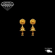 SMS DEEN Indian Earrings Jimikki, ±5.0GM - Gold 916 Emas - Subang Jhumka(Info: ±1.0x3.0CM - 5.00GM)