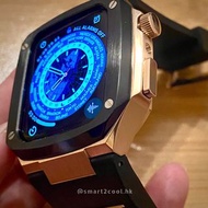 Apple watch 41mm 金屬錶殼 黑面玫瑰金邊框x黑色錶帶 Stainless steel watch case w/ rubber strap - watch band designed for iWatch Series 7 (AP style 改裝)