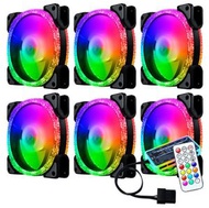 全城熱賣 - 電腦機箱散熱器 幻彩RGB光機箱風扇 (6個冰鑽①代（黑）+標準控制器)