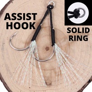 Assist Hook Double Fishing Jigging Connected Solid Ring Black Line Micro Jig Slow Fast Jig Umpan Mata Kail Tenggiri Dll