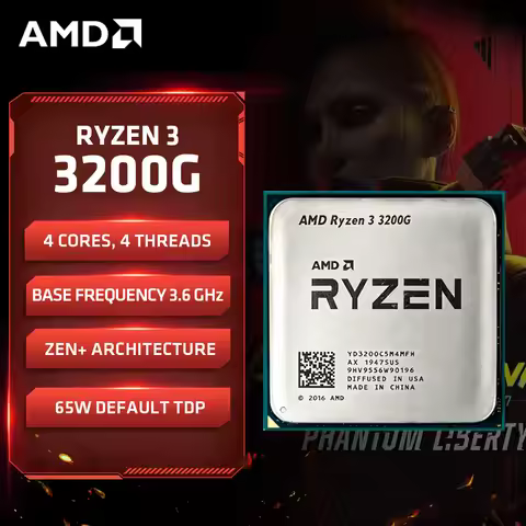 AMD Ryzen 3 3200G Brand New AMD 3200G Processor 4-Core 4-Thread 4GHz 4MB L3 Cache AM4 Socket with 12