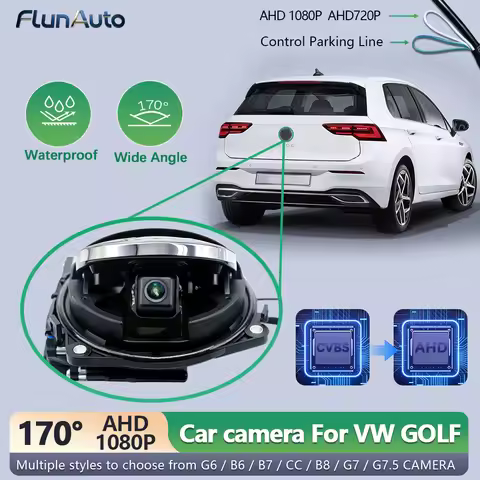 AHD1080P -CVBS Flipping Logo Reversing Emblem Vehicle Parking CCD HD Car Rear View Camera for Golf 5