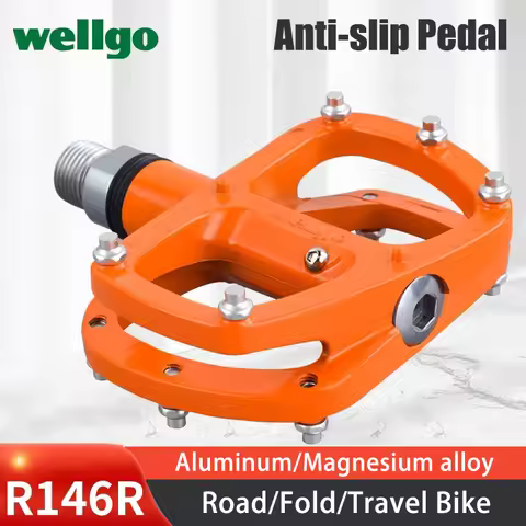 Wellgo R146 Road Bike Pedal Aluminum/Magnesium Alloy Lightweight Flat Pedal Bicycle Power Anti-slip 
