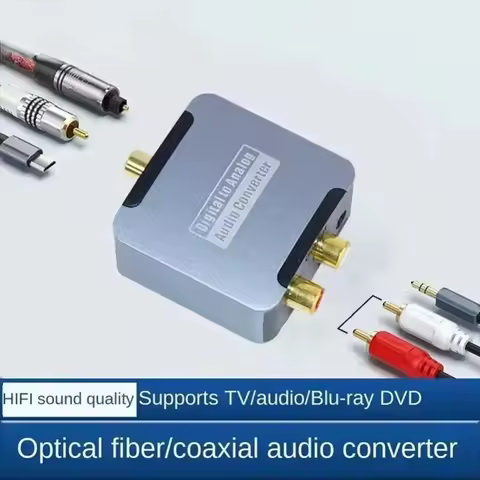 Digital to Analog Converter DAC Audio Optical Toslink SPDIF Coaxial Input to L/R RCA 3.5mm Jack Head