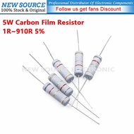 [5pcs] 5W Carbon Film Resistor 5% 1R 910R 2.2R 2.7R 3.3R 4.7R 10R 22R 27R 36R 47R 51R 68R 100R 200R 