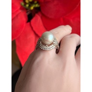Silver ring engraved with GPJ, inner diameter 17.7 mm, face 16.8 mm, attached with beautiful shiny g